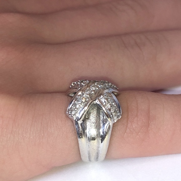 Bold Real Solid 18K (not 14K) White Gold Natural Diamond Custom X Wide Band Ring - Picture 15 of 15